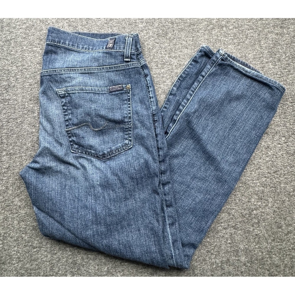 7 For All Mankind Men's Straight Jeans - Medium Blue